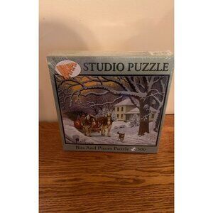 500 piece Bits and pieces studio puzzle NEW winter horse and carriage
